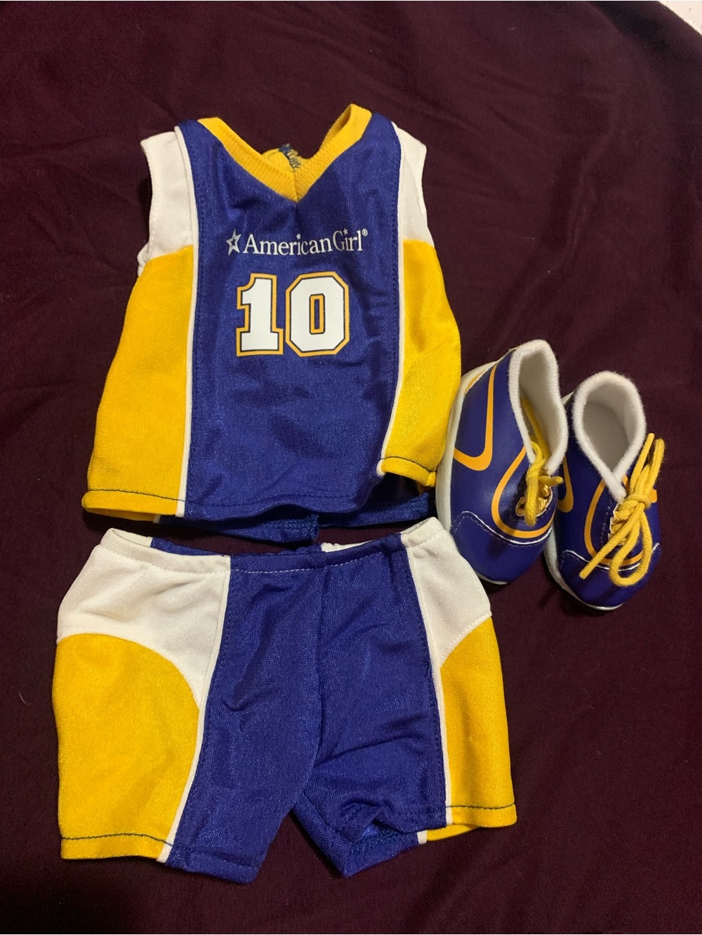 American Girl 2015 Basketball Outfit Purple Gold Number 10 Shoes Uniform